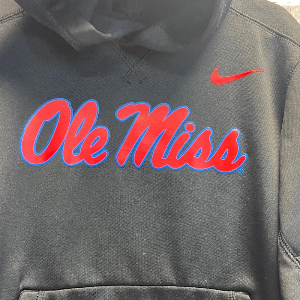 Nike Kids Black Hoodie with Red Ole‎ Miss Design